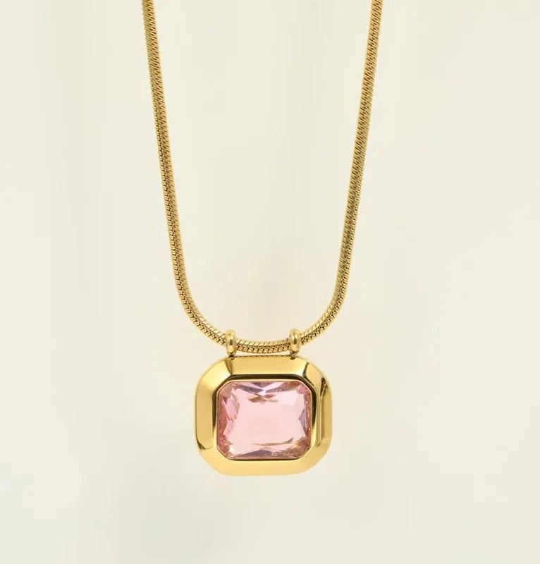 Pink stone necklace