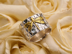 Dragonfly Motif Wide Band Ring